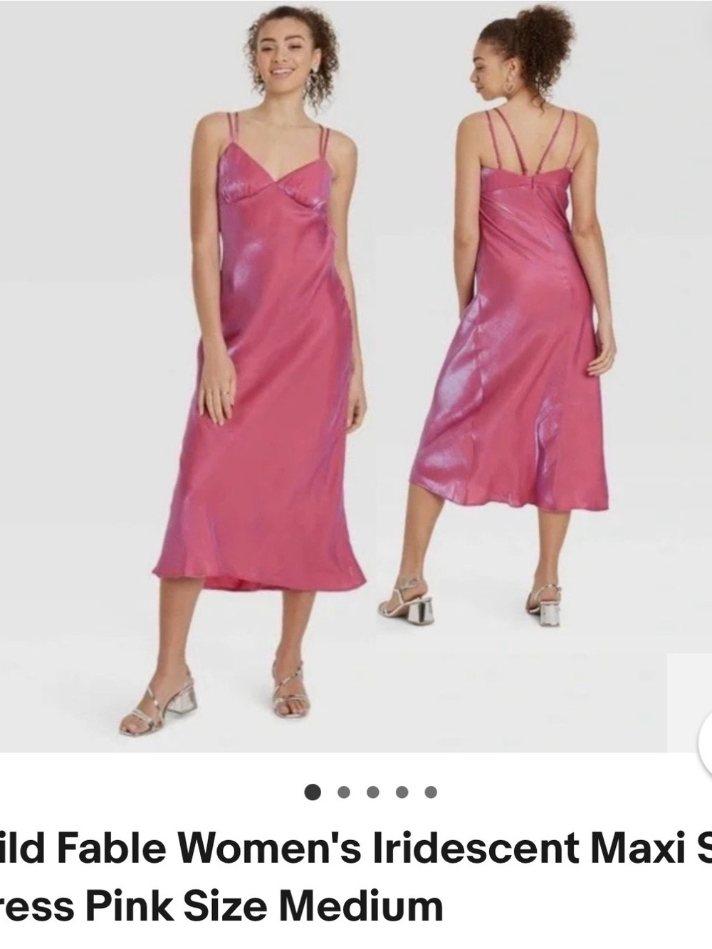 Wild Fable Women’s Iridescent Pink Slip Midi Dress